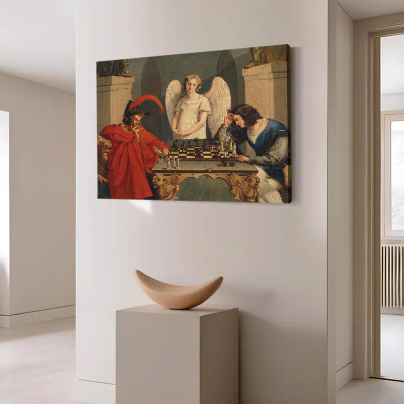 Art mural sur toile «The Devil's Checkmate» par Frederich Retzsch, 12x18inch