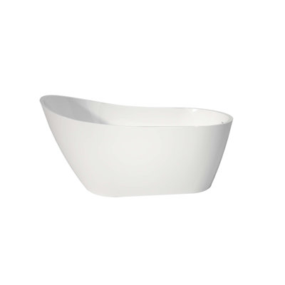 Premium High-Back Acrylic Free Standing Bath Tubs,Oval-Shape  Stand Alone White Soaker Tub(59×32 Inch)