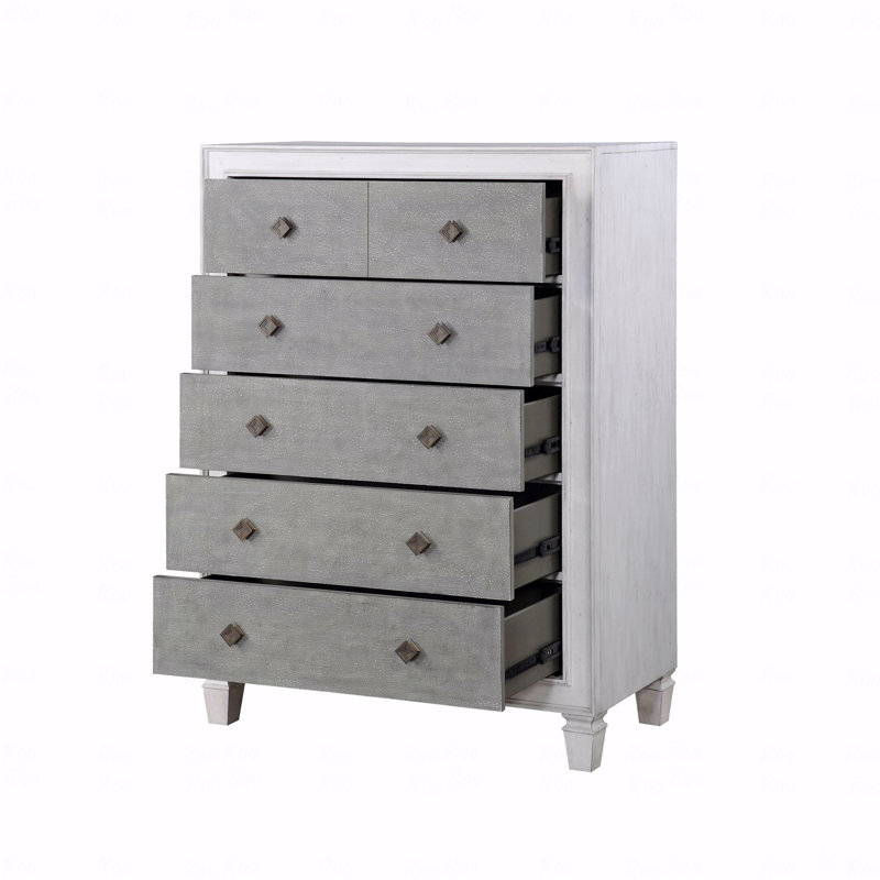 Commode au fini rustique gris et blanc vieilli (commode)