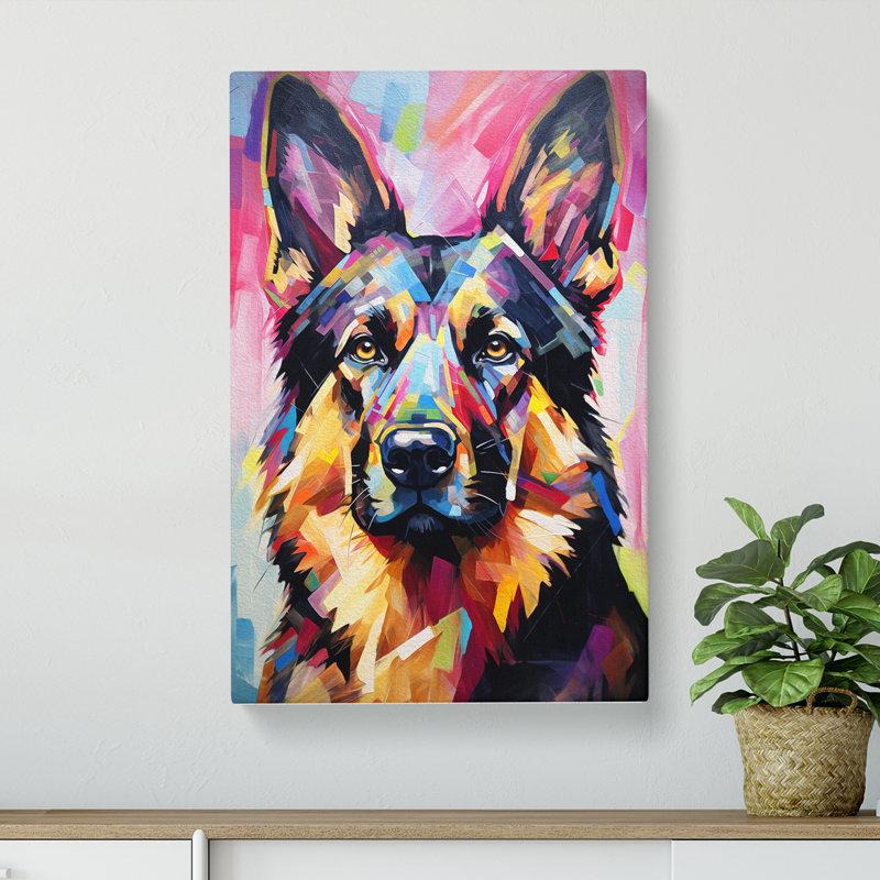 German Shepherd Expressionism No.2 - Wrapped Canvas, 50cm H x 35cm W x 3cm D