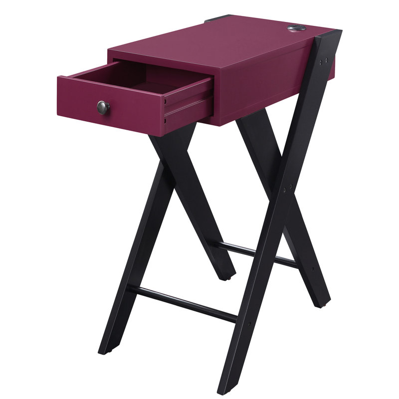 Port Side Table With Practical Drawer In Burgundy/Black Style Elegant Ports And Convenient Black/Burgundy