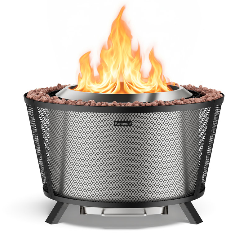 28.5-Inch Smokeless Wood Burning Outdoor Fire Pit for Backyard, Patio, Deck & Garden with Removable Ash Pan
