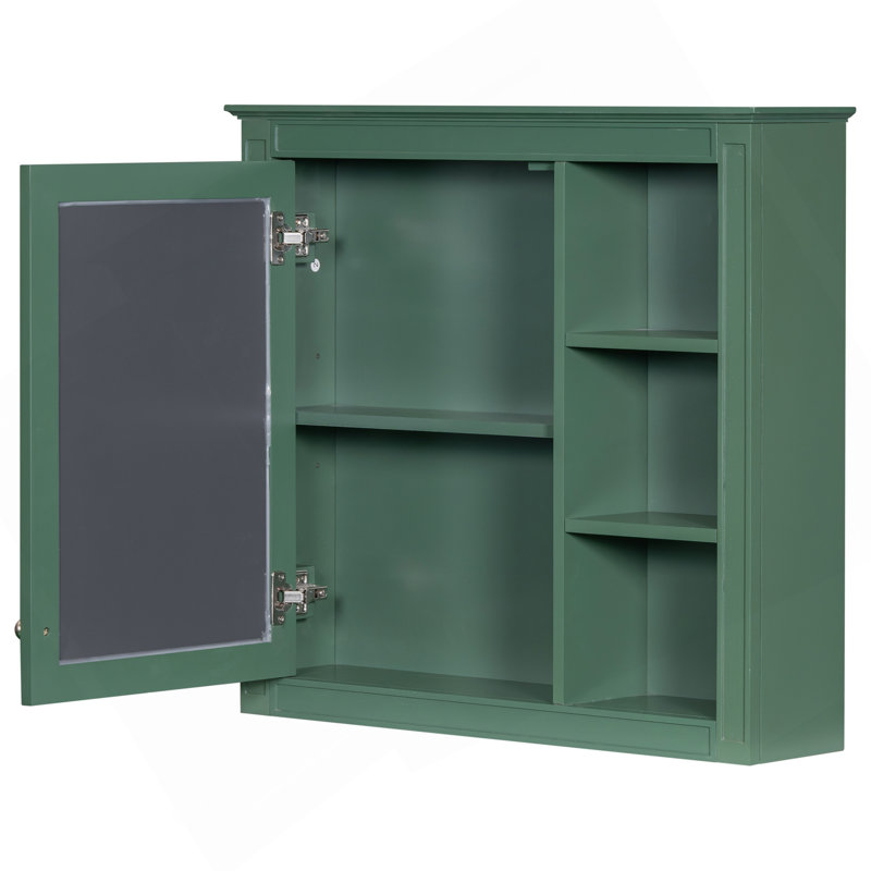 Armoire de rangement murale avec miroir, fonctionnelle et élégante pour vos besoins de salle de bain., Vert