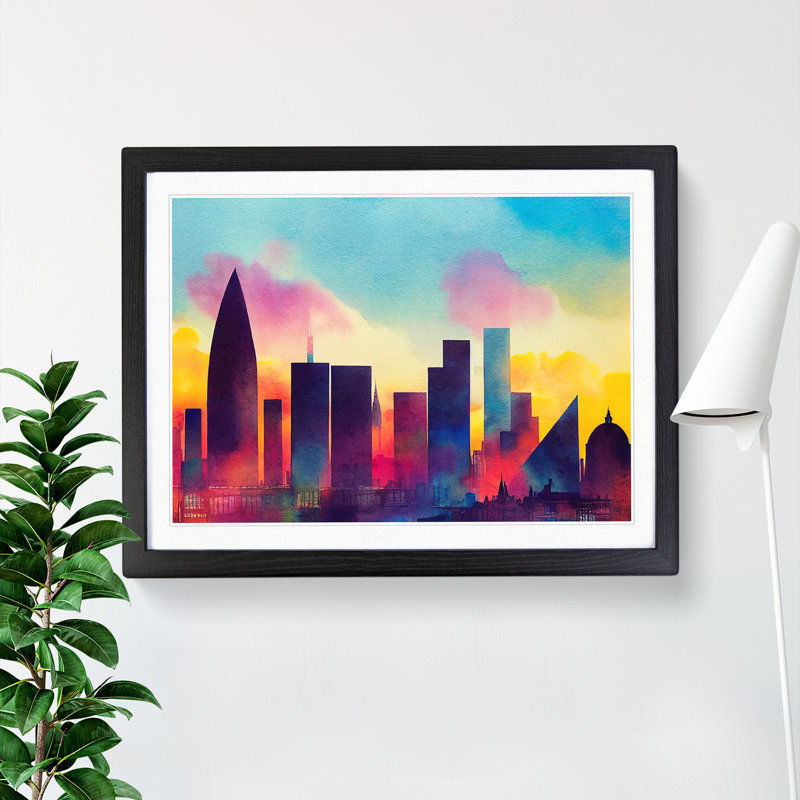 London Skyline Vol.4 Abstract - Single Picture Frame Painting, 46cm H x 64cm W x 2cm D, Black