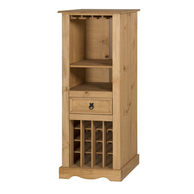 Bridewell 16 - Bottle Solid Wood Wine Bottle & Glass Rack in Beige