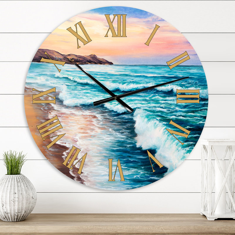 Horloge murale nautique et côtière pastel, Petit