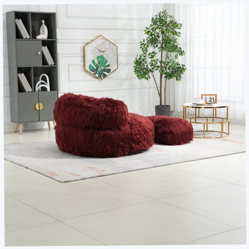 Fauteuil à billes Myrna, canapé de plancher avec poignée, fauteuil d'appoint avec repose-pieds pour lire et se détendre