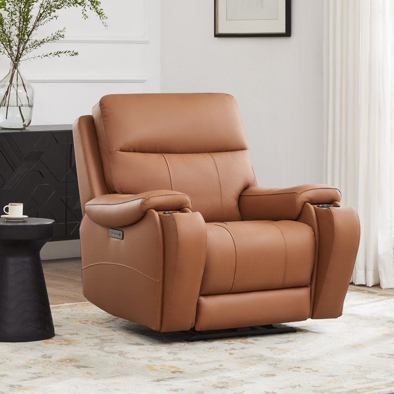 Caritina Genuine Leather Zero Gravity Dual Motor Power Recliner, Saddle