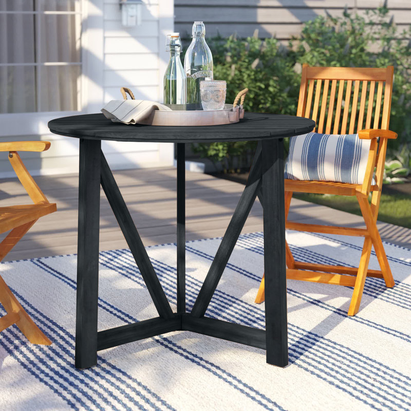 Round Acacia Outdoor Dining Table , 35.4'' in. W 35.4'' in. D, Dark Slate Grey