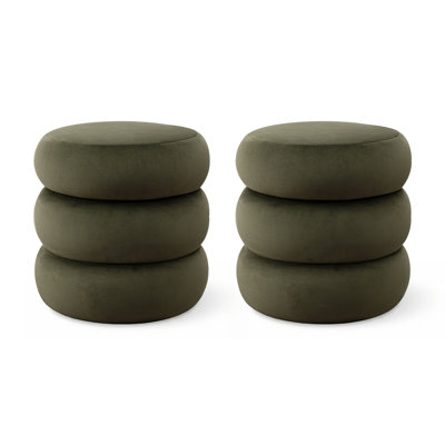 Modern Round Velvet Storage Ottomans (Set Of 2）