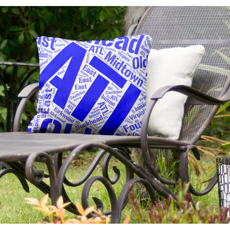 Coussin décoratif intérieur/extérieur atlanta, H 16 po x l 16 po, Bleu, Oui