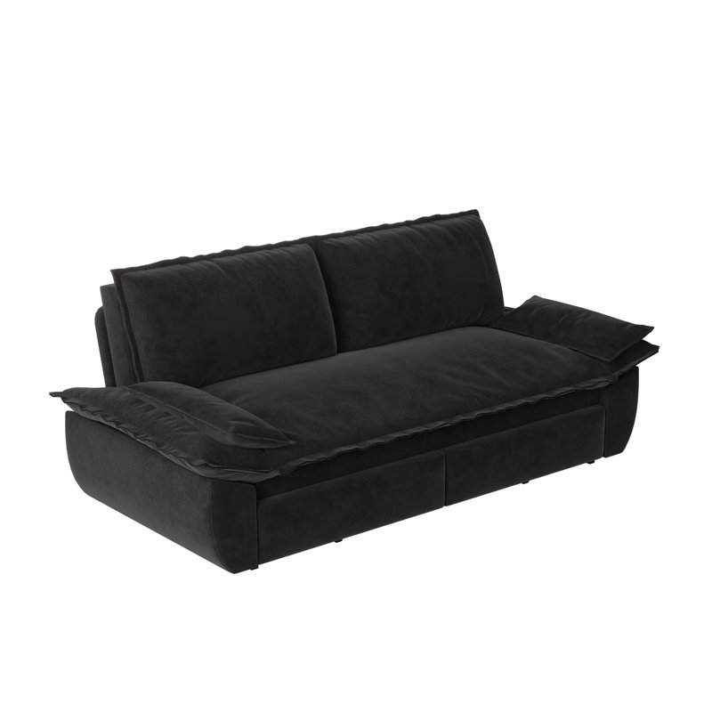 Canapé-lit escamotable de 73,2 po, canapé-lit convertible 3 en 1, causeuse multifonctionnelle en velours côtelé, Noir