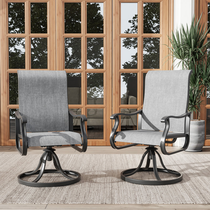 Ensemble de 2 fauteuils de patio pivotants à dossier haut Avionce, Gris
