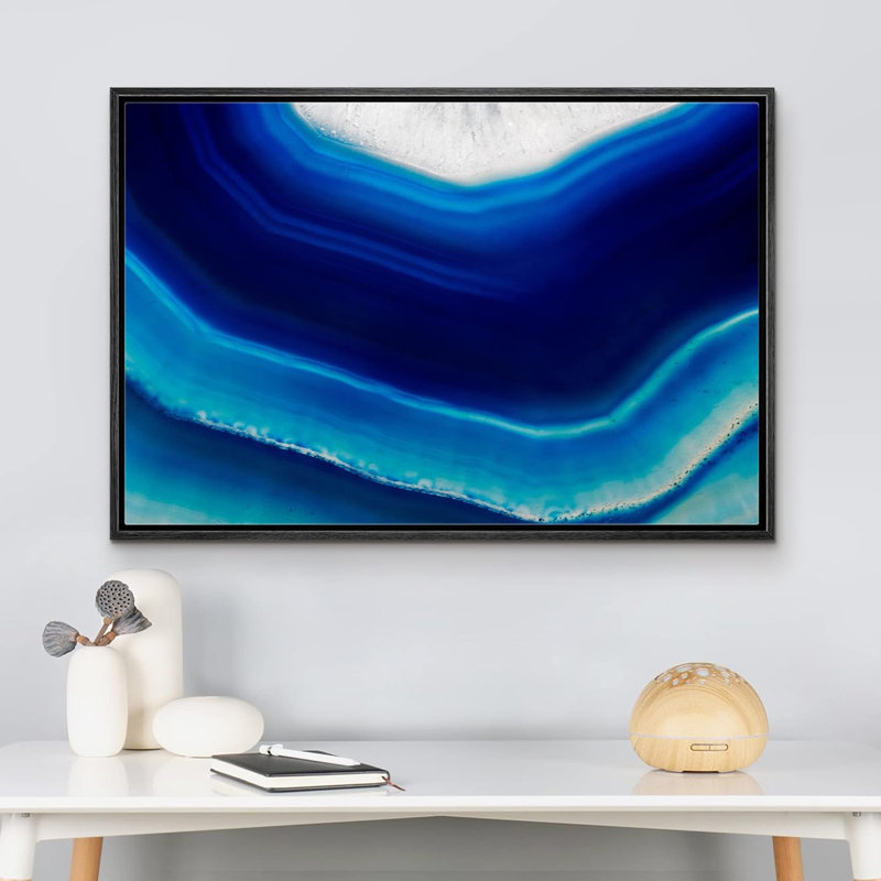 «Pure Dark and Light Blue», agate abstraite, impression sur toile, impression sur toile, H 16 po x l 24 po x P 1,5 po