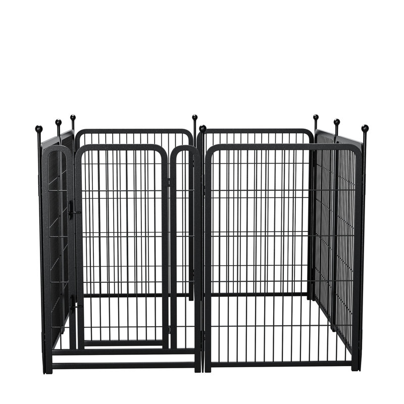 Parc pour chien 8 panneaux, enclos pour chiots pliables, utilisation intérieure à l'extérieur, rouille, enclos en fer pour l'extérieur, antirouille et stable, fer à repasser, zone joyeuse