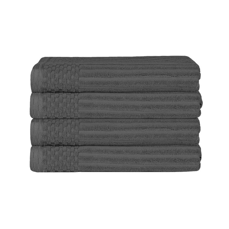 Serviette de bain épaisse absorbante en coton côtelé, Gris anthracite