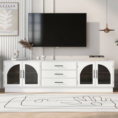 Meuble télé 68,9 po pour téléviseur de 68 po ou moins, meuble multimédia avec tablettes réglables pour le salon