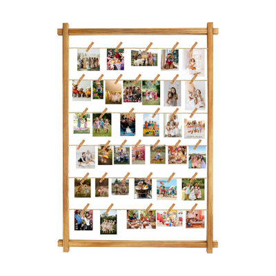 Collage Picture Frame, Photo Display Board with Clips, Hanging Picture Frames & Photo Wall Decor, 100cm