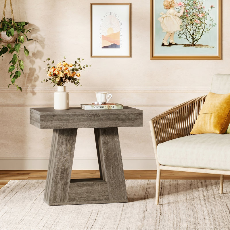 24" 2-Tier Rustic Wooden  Side End Table, Gary