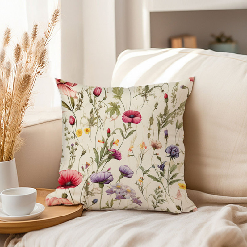 Animals William Morris Birds Damask Pattern I Cottage, 20" H x 20" W, Botanical Dreaming of Wildflowers IV Cottage