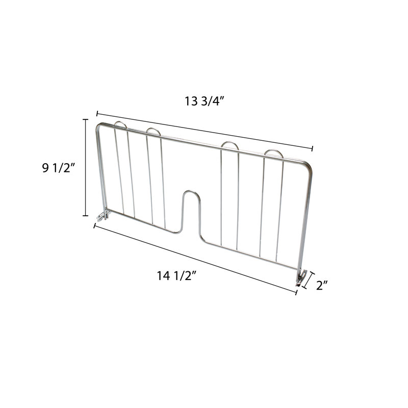 Pressure-Fit Shelf Divider, 9.63" H x 2.13" W x 14.5" D, Chrome