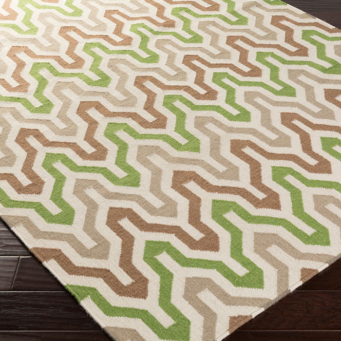 Irizarry Geometric Handmade Wool Green Area Rug