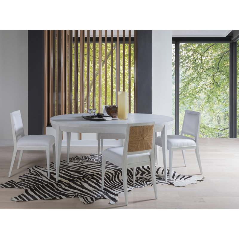 Oval White Mahogany Extendable Dining Table