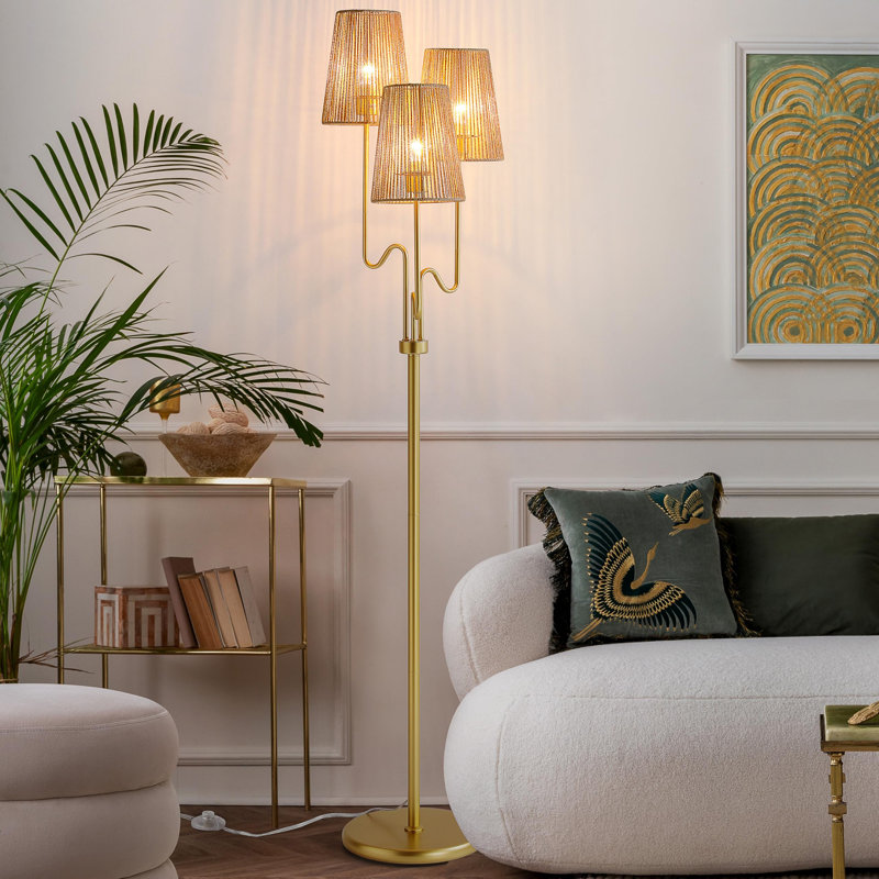 Lampe sur pied 3 lumières, Doré