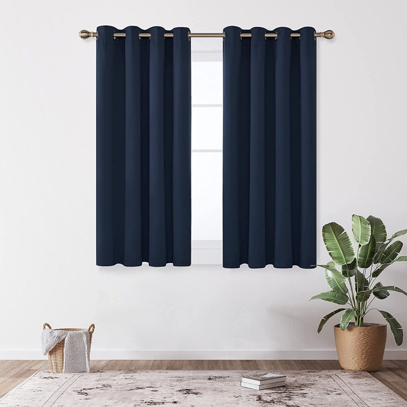 Blackout Curtain Pair, 107 W x 160 D cm, Navy Blue