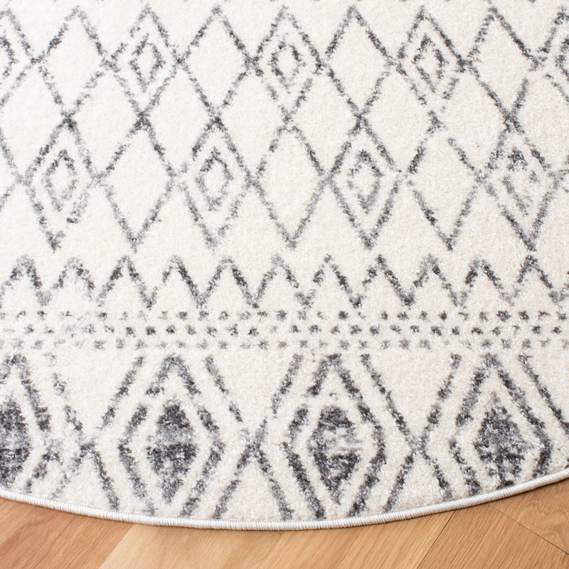 Tapis ivoire / gris Southwestern, Rond 6 pi 7 po