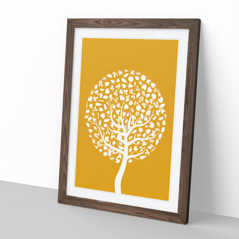 Orange and White Tree - Framed Print, Walnut Framed, 90cm H x 65cm W x 2cm D