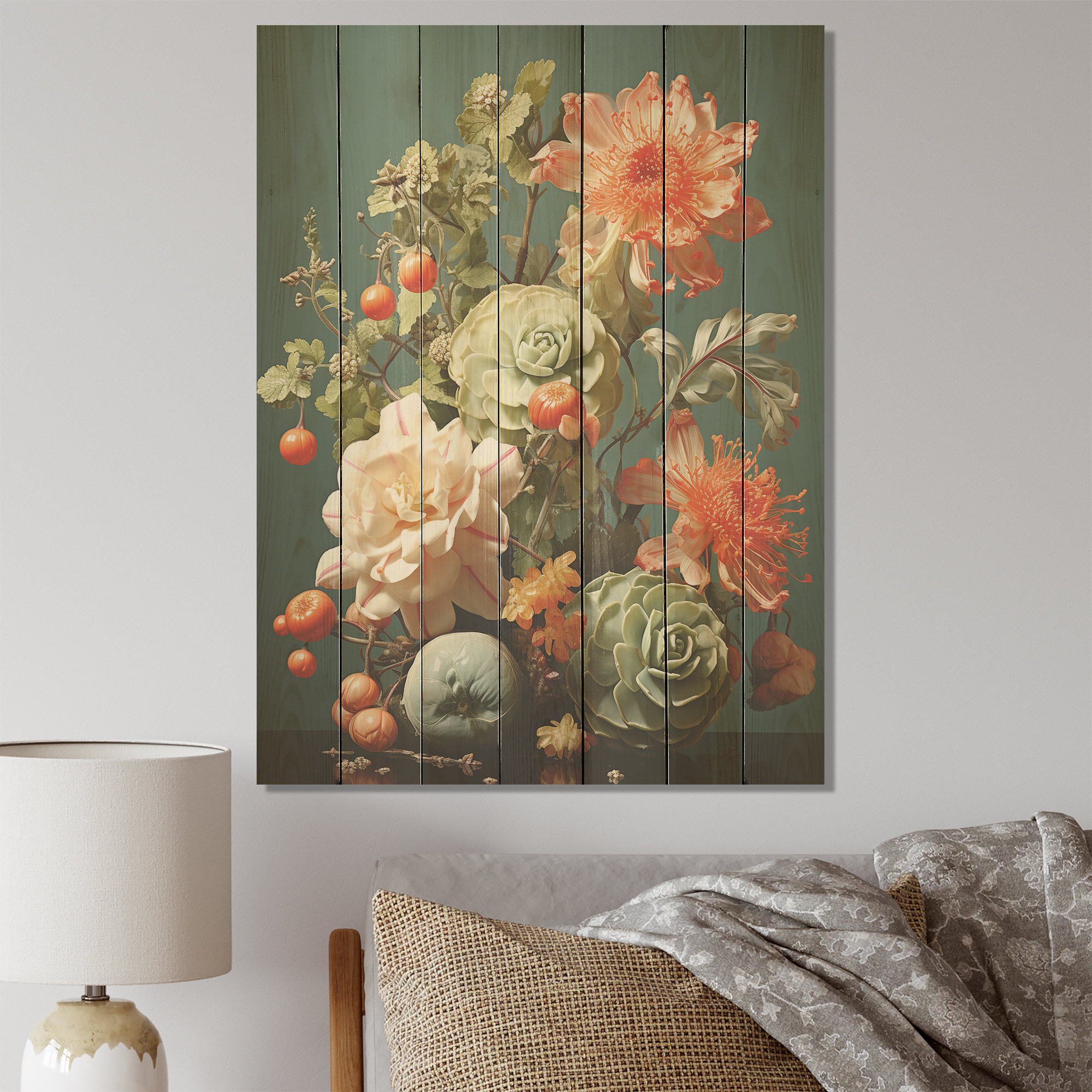 Winston Porter Floral Oasis Bouquet III - Flowers On Wood Print ...