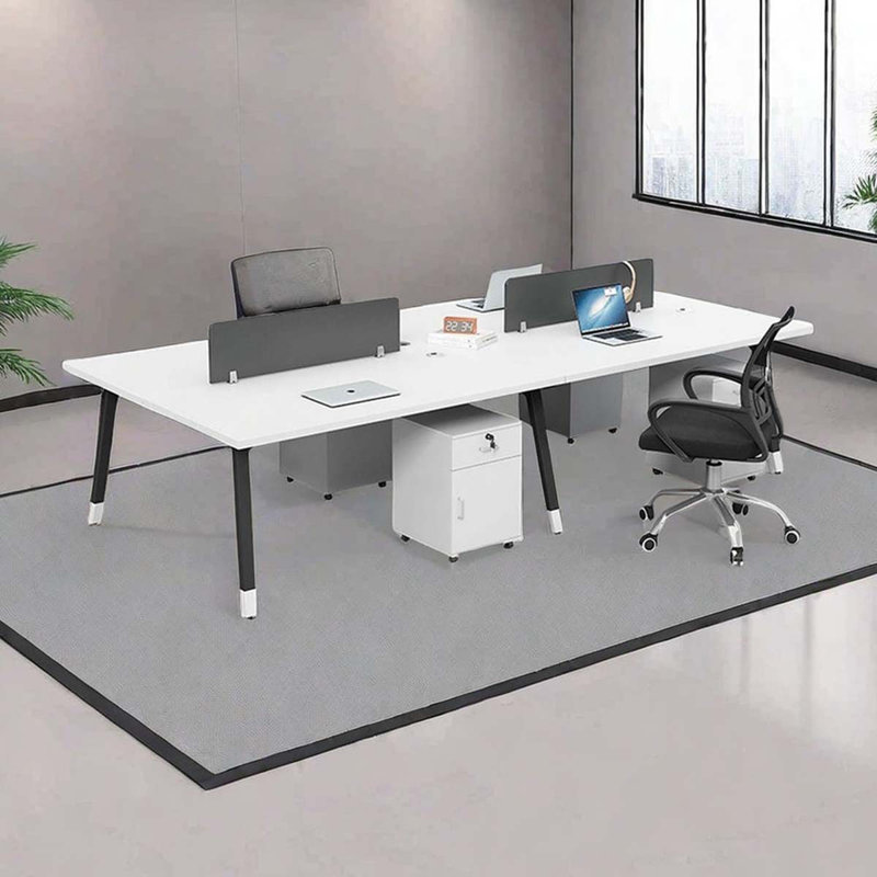 Mikle 94.49'' W Rectangle Partition Desk, White