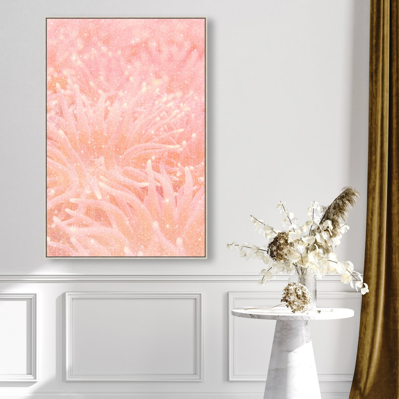 Deep Sea Flowers Canvas Nautical & Beach Print by Oliver Gal, Black Frame, 10 x 15, 31"H x 46"W, Silver Floater Frame