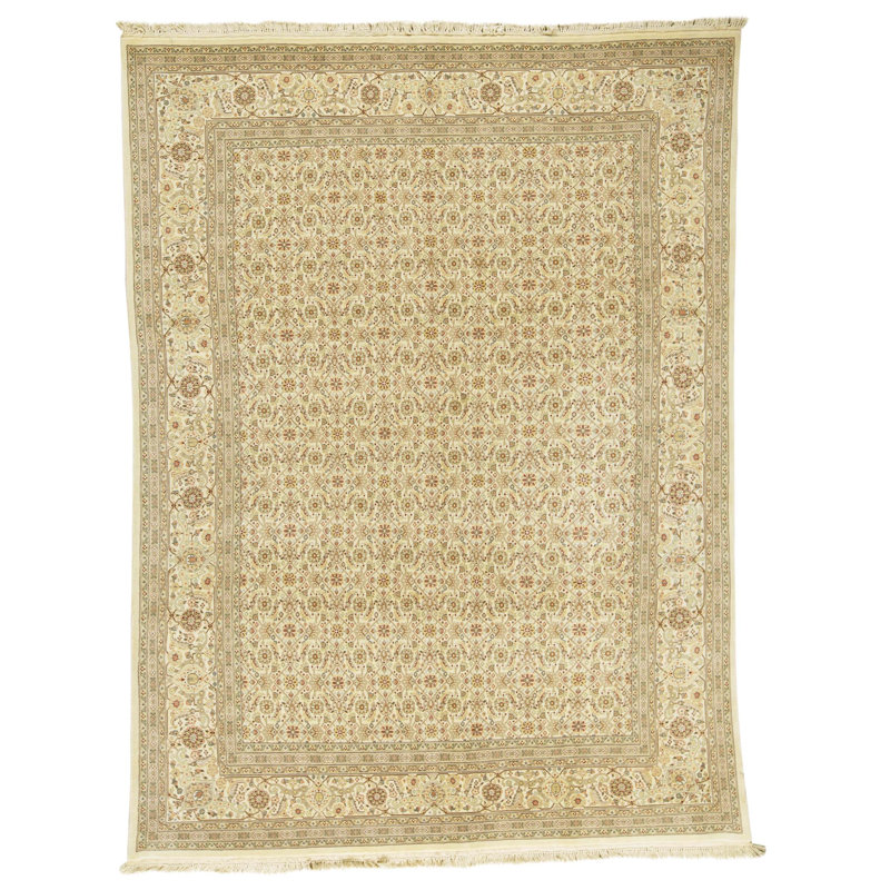 Tapis ivoire noué à la main de haute qualité