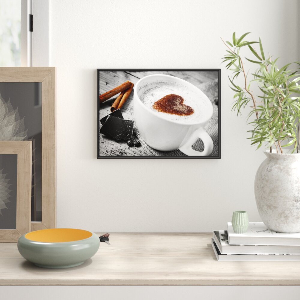 Gerahmtes Wandbild schönes Kaffeesahneherz