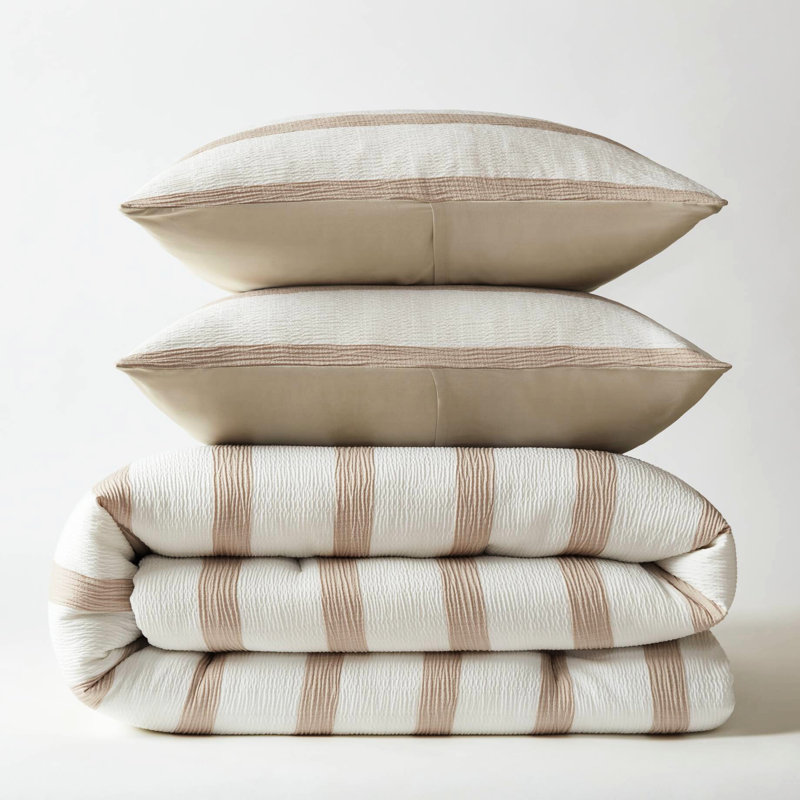 Édredon double / grand - teint: rayures horizontales épurées, confort toutes saisons et finition en microfibre ultra douce: lavable à la machine de luxe, sommeil confortable