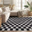 Tapis à poils longs à motif de blocs - gris foncé anthracite - velours moyen, durable et facile à entretenir-1437091745