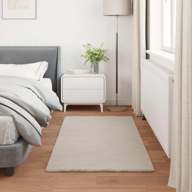  Faux Rabbit Fur Rug Olite Polyester, Rectangle 120 x 170 cm, Beige