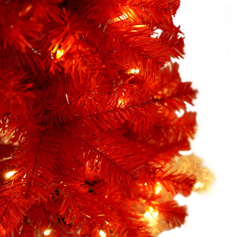 4ft Red and White PVC Christmas Hat Style Tree with Lights