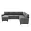 Canapé-lit modulaire en U convertible avec rangement, ports de chargement USB, porte-gobelets et revêtement en chenille, canapé-lit à 7 places-678975804