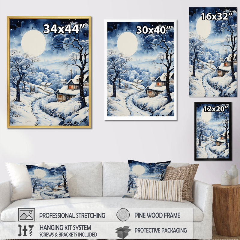 Harmony of Winter Village V - Imprimé, Cadre flottant blanc, H 32 po x l 24 po x P 1 po