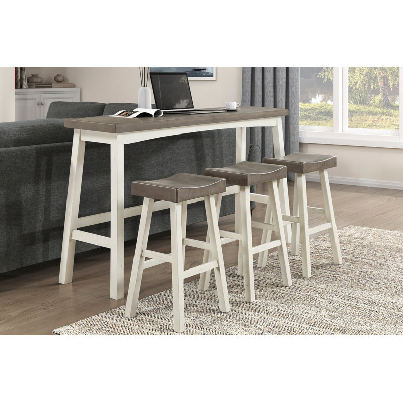 Ensemble de table bistro, tabouret et tabourets de bar transitionnels 4 pièces, Café / blanc, Café