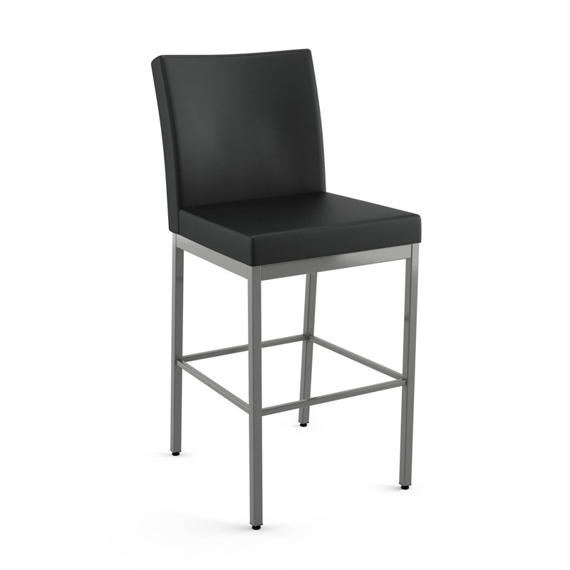 Fellman Upholstered Counter & Bar Stool with Metal Base, Counter Stool (26" Seat Height), Charcoal Black, Gray