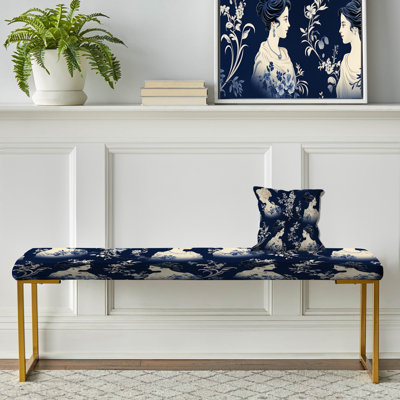 Motif victorien cobalt bleu Cobalt - banc rembourré floral doré