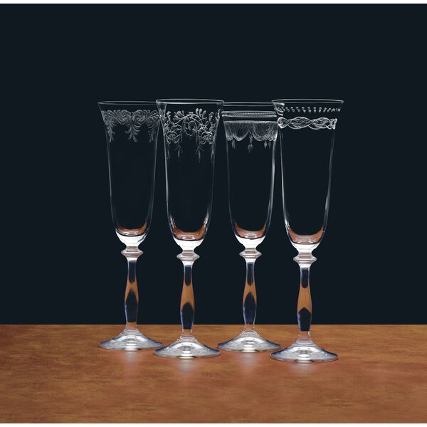 Mikasa Cora Set of 4 Flute Champagne Glasses, 8-Ounce, Clear