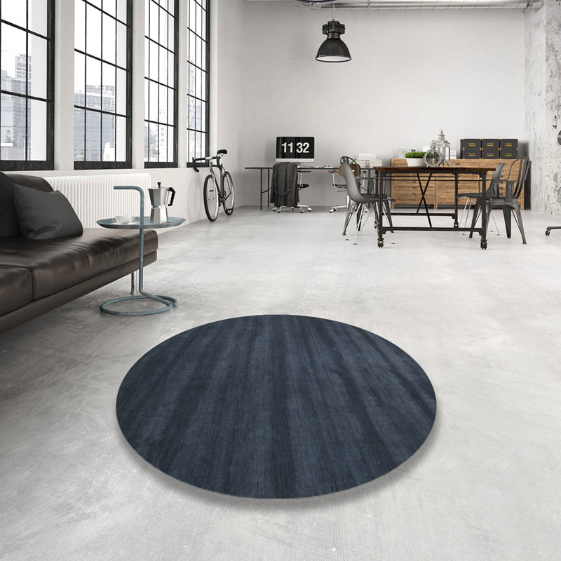 Tapis de zone noire contemporaine, Rond 6 pi