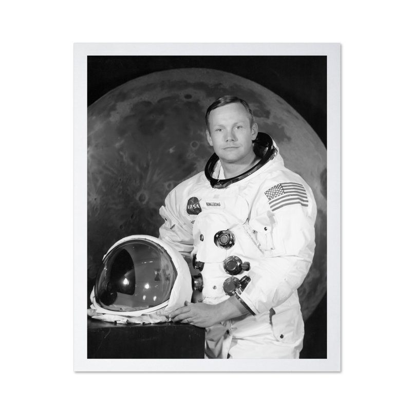 Neil Armstrong, Poster, 12"H x 16"W, White Framed