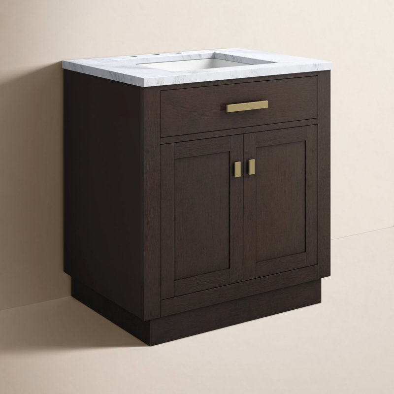 Breshey Single Bathroom Vanity, Brown Oak, 30"W x 21.6"D x 34.2"H