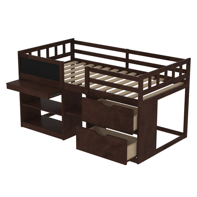 Henadz Kids Twin Loft Bed, Espresso
